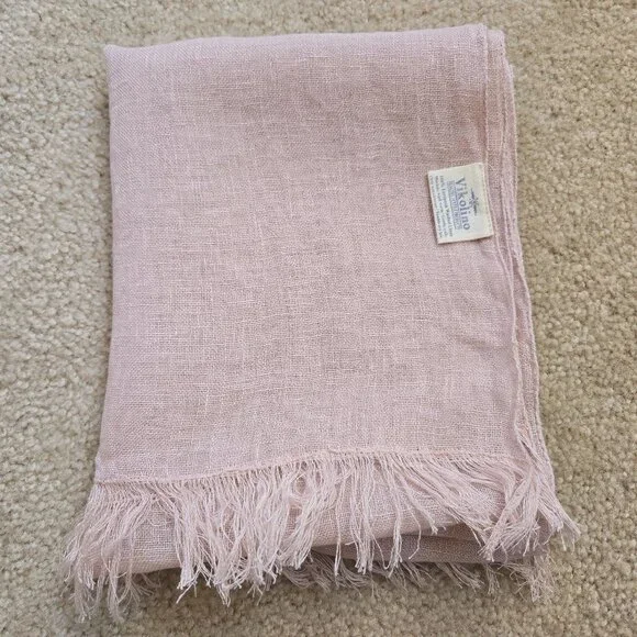 Vikolino Linen Scarf Pink European Washed Linen - Picture 2 of 7